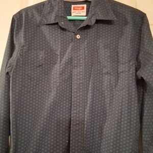 Mens Wrangler Navy Geometric Long Sleeve Button Down Size Small